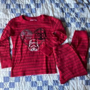 Hanna Andersson Red Striped Star Wars Kids Pajamas 3T